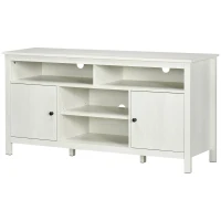 HOMCOM TV Stand for 65 Inch TVs, TV Cabinet with Wooden Shelves and Doors, Entertainment Center for Living Room, Bedroom, White(m-11)