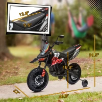 Qaba 12V Aprilia Licenced Kids Motorcycle with Training Wheels, Spring Suspension, LED Light, USB, Music, Red(m-3)