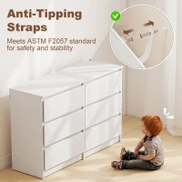 HOMCOM Wide Chest of Drawers, 6 Drawer Dresser for Bedroom, Living Room, Hallway, Modern Clothes Storage Organizer, White(m-6)