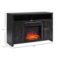 HOMCOM Electric Fireplace TV Stand for TV's up to 50" Flat Screen, Living Room Media Entertainment Console with Doors, Shelves, Cable Hole, Espresso(m-4)