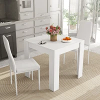 HOMCOM Dining Table Set for 2, Square Kitchen Table and Chairs, Dining Room Table and PU Leather Upholstered Chairs, White(m-8)