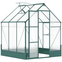 Outsunny 6' x 6' x 7' Walk-in Plant Polycarbonate Greenhouse with Temperature Controlled Window Hobby Greenhouse for Backyard/Outdoor(m-1)