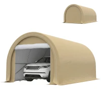 Outsunny 10' x 16' Carport, Heavy Duty Portable Garage Storage Tent with Large Zippered Door, Anti-UV PE Canopy Cover for Car, Truck, Boat, Motorcycle, Bike, Garden Tools, Outdoor Work, Beige(m-1)