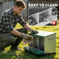 PawHut Chicken Nesting Boxes, 3 Compartment Metal Nesting Boxes for Chicken Coop, Egg Laying Boxes with Lid Cover(m-7)