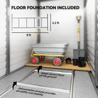 Outsunny 4.7' x 9' Outdoor Storage Shed, Lean to Metal Shed with Foundation Kit, Lockable Doors and Gloves for Patio, Lawn, Gray(m-5)
