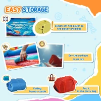 Outsunny 5-in-1 Kids Inflatable Bounce House Jumping Castle with Slide, Climbing Wall, Trampoline, & Water Pool Area, Water Cannon, Sea Balls, Air Blower(m-8)