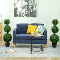 HOMCOM 2 Pack 40" Artificial Trees, Boxwood Topiary Ball Trees with Pot for Indoor, Outdoor, Home Office, Living Room, Green(m-8)