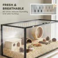 PawHut Large Acrylic Hamster Cage, Chewproof Guinea Pig Cage with Openable Top, for Hedgehog, Dwarf Hamster, Rat(m-8)