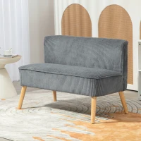 HOMCOM Modern 2 Seater Sofa, Upholstered Two Seater Couch with Rubber Wood Legs, Grey(m-8)