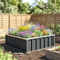 Outsunny 3' x 3' x 1' Raised Garden Bed, Galvanized Metal Planter Box for Vegetables Flowers Herbs, Dark Gray(m-2)
