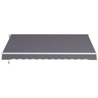 Outsunny 12' x 10' Manual Retractable Awning Outdoor Sunshade Shelter with Adjustable & Versatile Design(m-1)