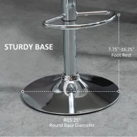 HOMCOM Set of 2 Adjustable Barstools with Footrest, Silver(m-7)