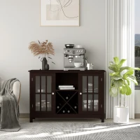 HOMCOM Sideboard, Glass Door Serving Buffet Cabinet, Liquor Cabinet with Adjustable Shelves, 12 Bottle Wine Rack for Living Room, Kitchen, Espresso(m-18)