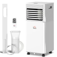 HOMCOM 10000 BTU Mobile Air Conditioner for Cooling and Dehumidifying, Remote Control, 24H Timer, LED Display, White(m-11)