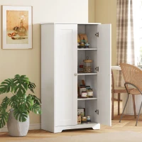 HOMCOM Kitchen Pantry Storage Cabinet, Freestanding Kitchen Cupboard with 2 Doors, Adjustable Shelves for Living Room(m-1)