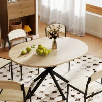 HOMCOM 39.5"-53" Extendable Dining Table for 4-6, Industrial Kitchen Table with Butterfly Leaf and X-Shape Base, Natural Wood(m-8)