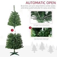 HOMCOM 5' Artificial Prelit Christmas Trees with Warm White or Colorful LED Lights, Auto Open(m-8)