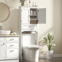 HOMCOM Over The Toilet Storage, Modern Bathroom Cabinet Over Toilet with Drawer, Cabinet and Adjustable Shelf, White(m-1)