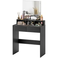 HOMCOM Makeup Vanity Desk with Mirror, for Bedroom, Modern Dressing Table with Drawers, Compartments, Black(m-2)