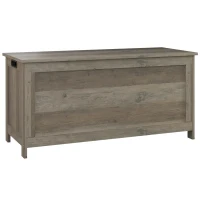HOMCOM Storage Trunk with 2 Safety Hinges, Entryway Bench with Side Handles, Storage Chest for Living Room, Distressed Grey(m-9)