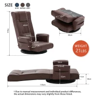 360 Degree Swivel Floor Chairs for Adults, Faux Leather Gaming Floor Chair with Back Support, 14 Angles Adjustable Comfortable Floor Lounge Chair Folding Video Game Chairs Office Bedroom(m-1)
