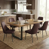 Modern Dining Chairs Set of 1, Upholstered Dining Room Chairs with Thick Cushions, Mid Century Modern Kitchen Chairs with Metal Legs for Kitchen/Living Room/Restaurant (1, Brown)(m-12)