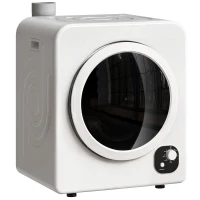 HOMCOM 120V Portable Clothes Dryer, 1300W Compact Laundry Tumble Dryer Machine 3.3  Cu. Ft. with Stainless Steel Tub, White(m-1)