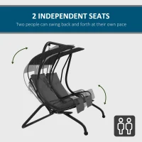 Outsunny 2-Seater Outdoor Porch Swing with Canopy, Patio Swing Chair for Garden, Poolside, Backyard, Gray(m-4)