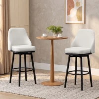 HOMCOM Bar Height Bar Stools Set of 2, Modern 360° Swivel Kitchen Chairs with Steel Legs and Footrest, Cream White(m-1)