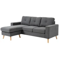 HOMCOM Sectional Sofa Couch, L Shaped Couch with Reversible Chaise, Wooden Legs for Living Room, Bedroom, Dark Grey(m-2)