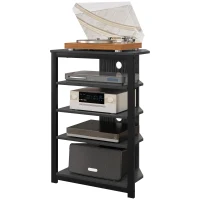 HOMCOM TV Stand, Entertainment Center with Storage Shelves and Steel Frame for Living Room, Black(m-1)