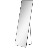 HOMCOM 64"x20" Full Length Mirror, Floor Standing, Wall-Mounted or Leaning Against Wall Tall Mirror w/Support Frame, Rectangular Full Body Mirror for Bedroom, Living Room, Black(m-11)