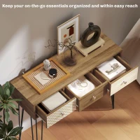 HOMCOM Narrow Console Table with Drawers, 35" Entryway Table with Hairpin Legs for Hallway, Foyer, Living Room, Brown(m-4)