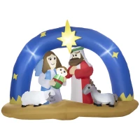 Outsunny 7ft Christmas Inflatables Outdoor Decorations Nativity Scene with Star of Bethlehem Archway, Blow-Up LED Yard Christmas Decor for Lawn Garden Party(m-1)