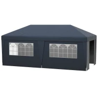 Outsunny 10' x 19.5' Pop Up Canopy Tent Height Adjustable Event Shelter w/ Sidewalls, Leg Weight Bags, Wheeled Carry Bag, Blue(m-1)