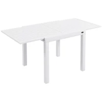 Outsunny Expandable Patio Table, Outdoor Dining Table for 4-6 with Aluminum Frame for Garden, Lawn, Balcony Terrace, White(m-1)