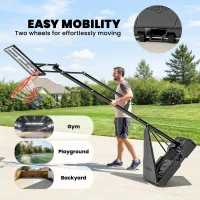 Soozier Portable Basketball Hoop Outdoor, 8-10ft Adjustable Basketball Goal, 43 Inch Shatterproof Backboard, Hand-Crank Lift(m-6)