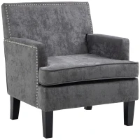 HOMCOM Modern Accent Chair Velvet Armchair, Dark Gray(m-1)