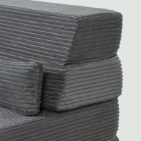 HOMCOM Floor Chair with Back Support Four-Fold Floor Gaming Chair Side Pockets Pillow Floor Seat Sofa Bed, Dark Grey(m-9)