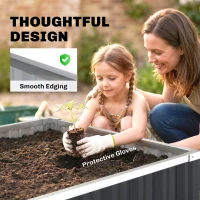 Outsunny 3' x 3' x 1' Raised Garden Bed, Galvanized Metal Planter Box for Vegetables Flowers Herbs, Dark Gray(m-5)