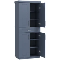 HOMCOM Modern Kitchen Pantry Freestanding Cabinet Cupboard with Doors and Drawer, Adjustable Shelving, Navy Blue(m-1)