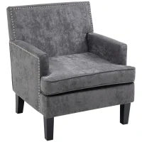 HOMCOM Modern Accent Chair Velvet Armchair, Dark Gray(m-11)