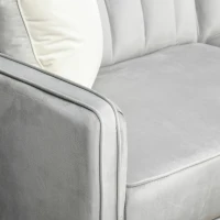 HOMCOM Convertible Sofa Sleeper Futon with Split Back Design Recline, Thick Padded Velvet-Touch Cushion Seating and Wood Legs, Light Grey(m-9)