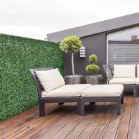 Outsunny 12 PCS Artificial Boxwood Panels Topiary Wall Greenery Backdrop, Privacy Hedge Screen 4 Layer Roll, Light Green(m-2)