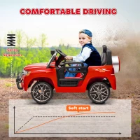 Qaba 12V Toyota LAND CRUISER Licensed Kids Car w/ Remote Control, Four Wheel Spring Suspension, Soft Start, LED Light, Red(m-6)