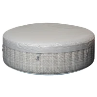 Outsunny 4-6 Person Inflatable Portable Hot Tub Outdoor Round Heated Spa with 130 Jets, Cover, Filter Cartridges, Grey(m-10)