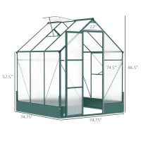 Outsunny 6' x 6' x 7' Walk-in Plant Polycarbonate Greenhouse with Temperature Controlled Window Hobby Greenhouse for Backyard/Outdoor(m-3)