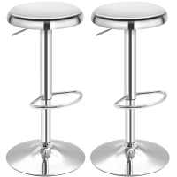 HOMCOM Set of 2 Adjustable Barstools with Footrest, Silver(m-11)