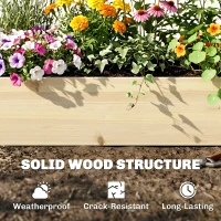Outsunny 96" x 24" x 10" Wooden Raised Garden Bed with 2 Planter Boxes and Non-woven Fabric Liner for Patio, Natural(m-7)