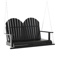 Outsunny 46" 2-Person Outdoor Porch Swing Bench with Solid Wood Design, Southern Style, & Chains Included, 440 lb Weight Capacity, Black(m-1)